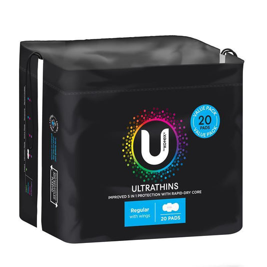 U By Kotex Ultrathin Regular Wing Bulk Pack - 20 Pads for Ultimate Comfort