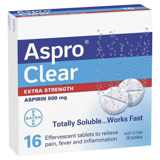 Aspro Clear Extra Strength Pain Relief 16 Soluble Tablets - Fast Acting Pain Relief-Auzzi Store