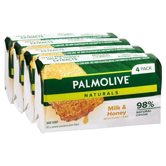 Palmolive Naturals Replenishing Bar Soap Milk & Honey 4 x 90g - Moisture Care for Your Skin-Auzzi Store