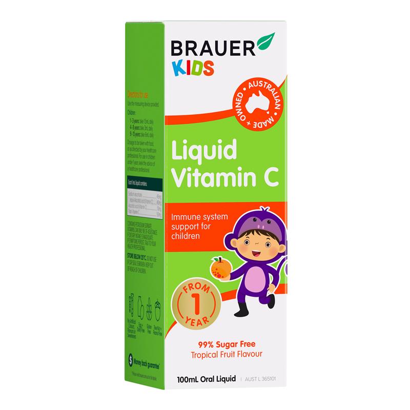 Brauer Kids Liquid Vitamin C 100ml – Sugar-Free, Fruity Taste