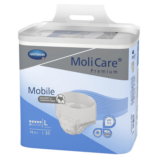 MoliCare Premium Mobile Pants Large 14-Pack, Antibacterial pH 5.5 Neutral
