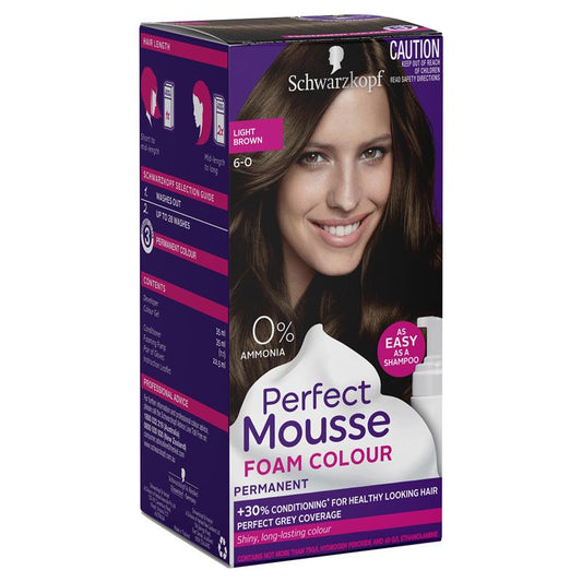 Schwarzkopf Perfect Mousse 6-0 Light Brown Hair Color-Auzzi Store