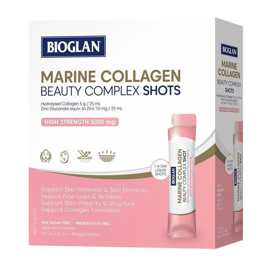 Bioglan Marine Collagen Beauty Shots 15x25ml with Zinc, Sugar Free