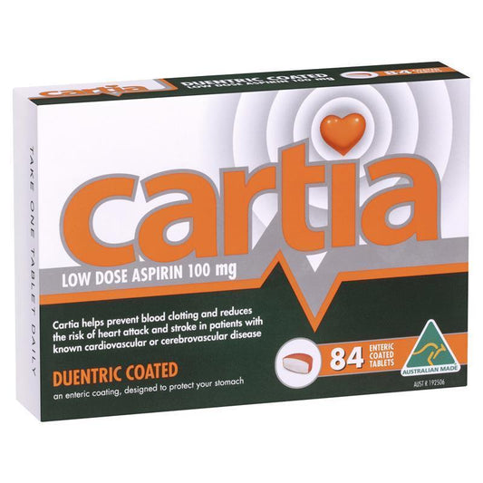 Cartia 100mg Tablets - 84 Count Low Dose Aspirin for Cardiovascular Support-Auzzi Store