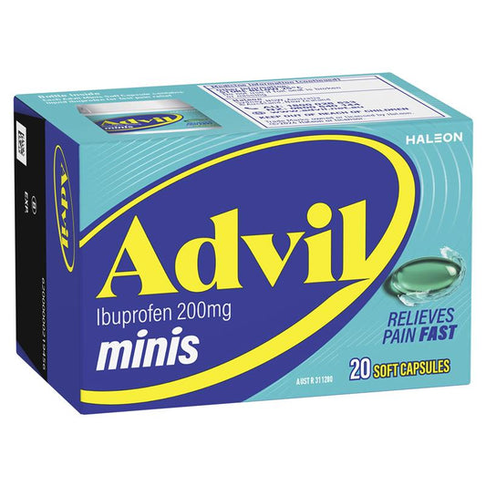 Advil Ibuprofen Pain Relief Liquid Mini - 20 Capsules - Auzzistore