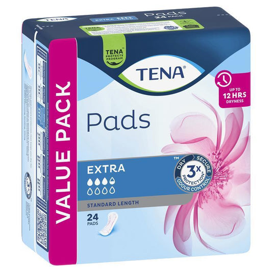 TENA Extra Standard Incontinence Pads 24-Pads – Triple Leak Protection