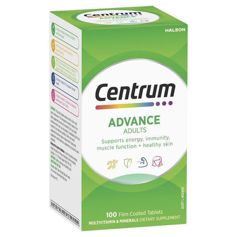 Centrum Advance Multivitamin, 100 Tablets - Supports Energy, Immunity, Skin & Muscle - Auzzistore