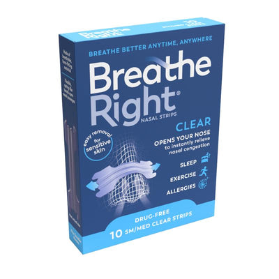 Breathe Right Clear Regular Nasal Congestion Strips 10 - Instant Relief