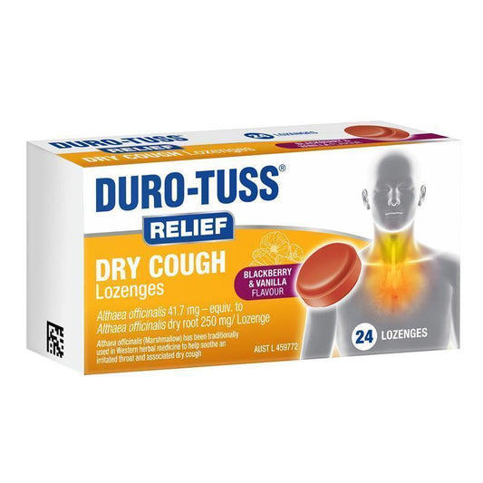 Durotuss Relief Dry Cough Lozenges - Blackberry & Vanilla - 24 Lozenges