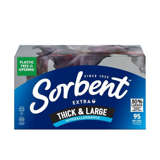 Sorbent Facial Tissues Think & Large Hypo Allergenic 95 Pack - Soft and Strong