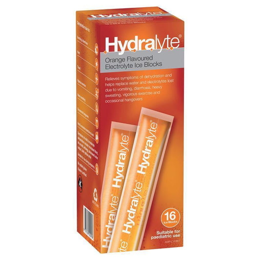 Hydralyte Rehydration Ice Blocks - Orange Flavour (16 Pack)-Auzzi Store