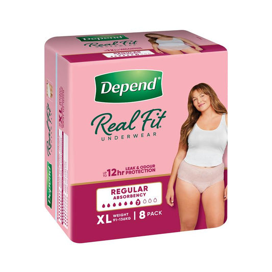 Depend Real Fit Underwear Female Extra Large 8 Pack - Discreet Protection for Women - Auzzistore