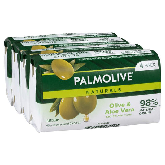 Palmolive Naturals Olive & Aloe Vera Moisture Care Bar Soap 4x90g - Auzzistore