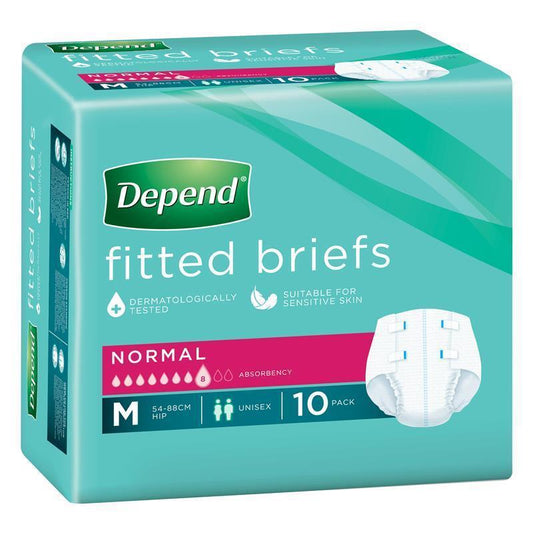 Depend Fitted Briefs Medium - 10 Pack for Ultimate Incontinence Protection-Auzzi Store
