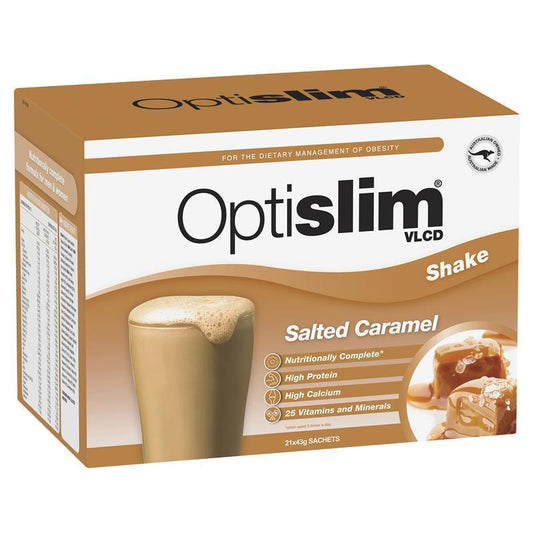 Optislim VLCD Meal Replacement Shake Salted Caramel 21x43g Sachets - Delicious Weight Management - Auzzi Store