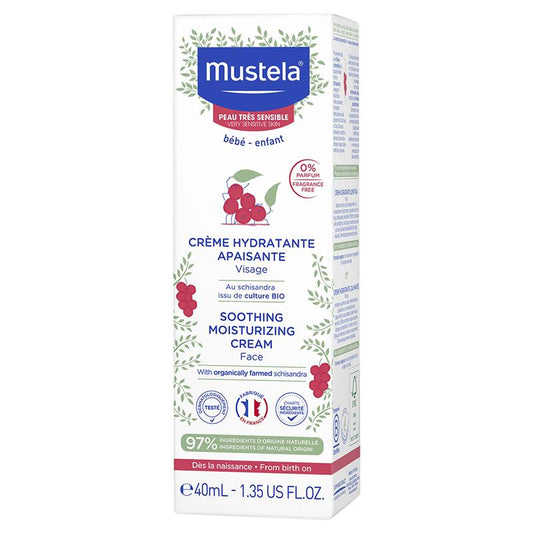 Mustela Soothing Moisturising Face Cream 40ml - Fragrance-Free for Sensitive Skin - Auzzi Store