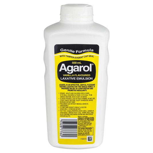 Agarol Laxative Liquid Vanilla Flavour 500mL - Gentle Relief for Constipation-Auzzi Store
