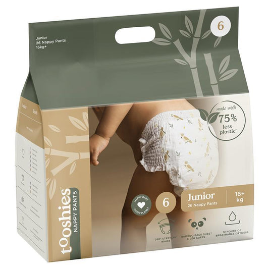 Tooshies Eco Nappy Pants Size 6 Junior 16kg+ 26 Pack - Auzzistore