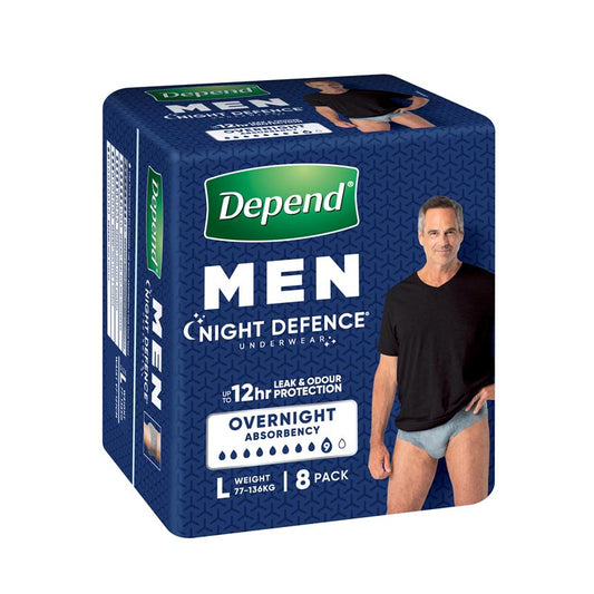 Depend RealFit Night Defense Men's Large Disposable Underwear, 8-Pack