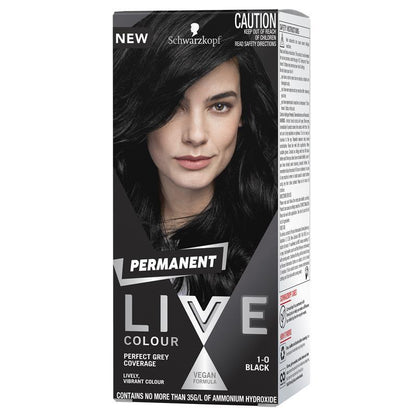 Schwarzkopf Live Colour Permanent Black Hair Dye - 50ml