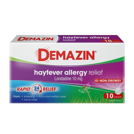 Demazin Allergy & Hayfever Relief Tablets - 10 Tablets - Auzzistore