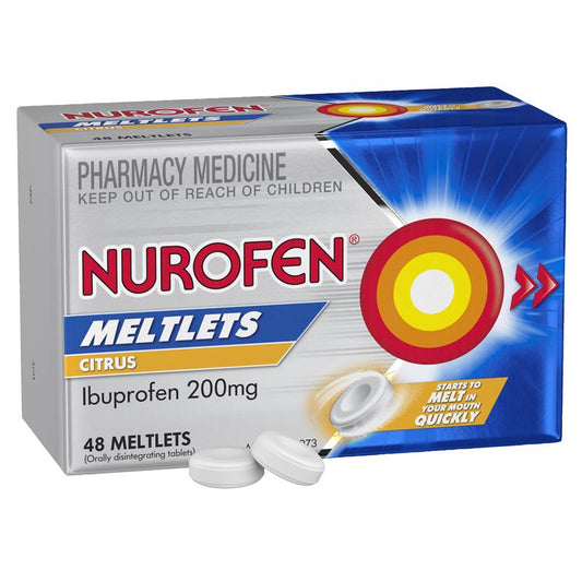 Nurofen Meltlets Pain Relief Citrus 200mg Ibuprofen 48 Pack – view 2
