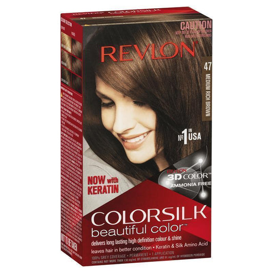 Revlon ColorSilk 47 Medium Rich Brown - Ammonia-Free Hair Color-Auzzi Store