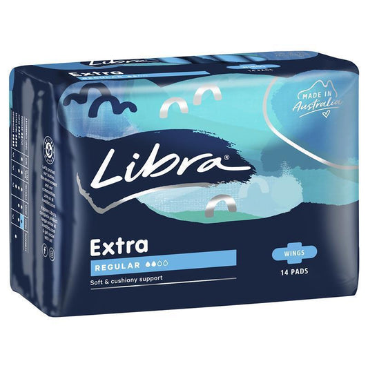 Libra Extra Regular Menstrual Pads with Wings, 14 Count
