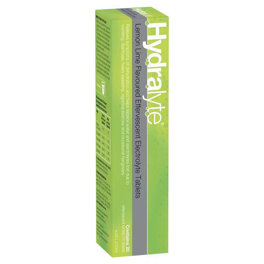 Hydralyte Effervescent Lemon Lime Electrolyte Tablets - 20 Pack-Auzzi Store
