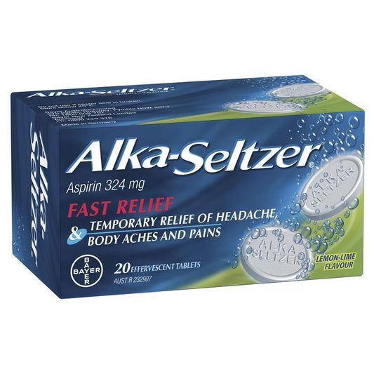 Alka-Seltzer Lemon-Lime Effervescent Tablets 20 Pack - Fast Pain Relief-Auzzi Store