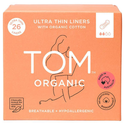 TOM Organic Ultra Thin Liners, 26 Lners, Hypoallergenic & Biodegradable