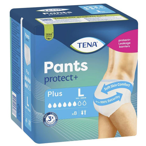 Tena Pants Protect+ Large 8-Pants - Unisex Incontinence Protection - Auzzistore