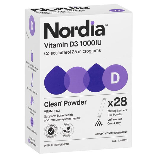 Nordia Vitamin D3 1000IU Unflavoured Powder - 28 Sachets for Bone Health - Auzzistore