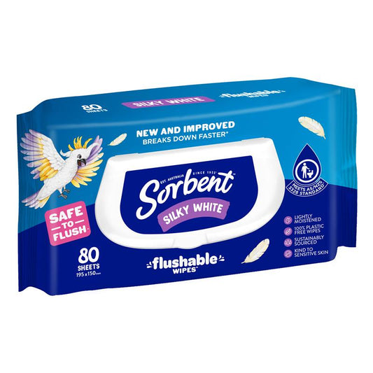 Sorbent Flushable Wipes 80 Pack - Ultimate Cleanliness - Auzzi Store