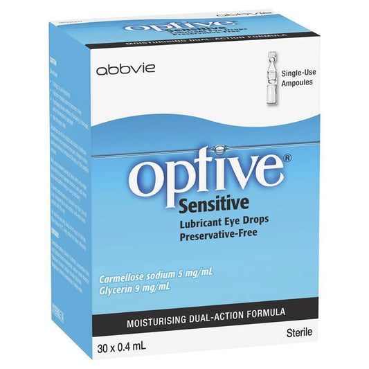 Optive Sensitive Eye Drops 30 x 0.4ml - Soothing Dry Eye Relief-Auzzi Store