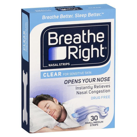 Breathe Right Clear Nasal Congestion Strips - 30 Regular Strips-Auzzi Store