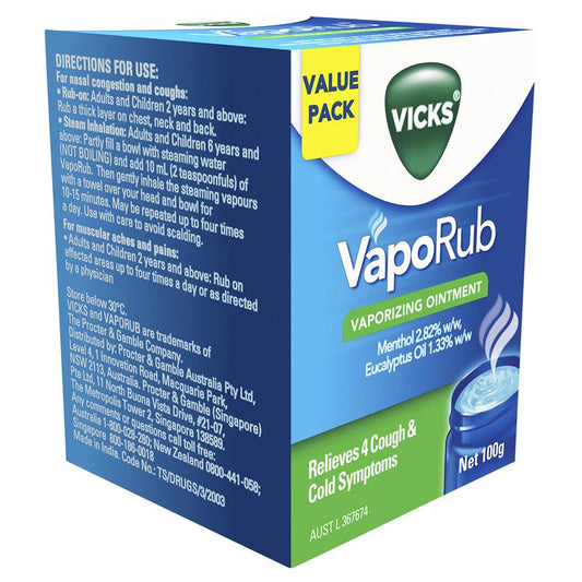 Vicks VapoRub Ointment - Decongestant Chest Rub (100g)-Auzzi Store