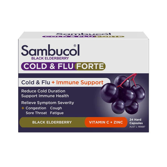 Sambucol Cold & Flu Forte - 24 Capsules for Immune Support - Auzzi Store