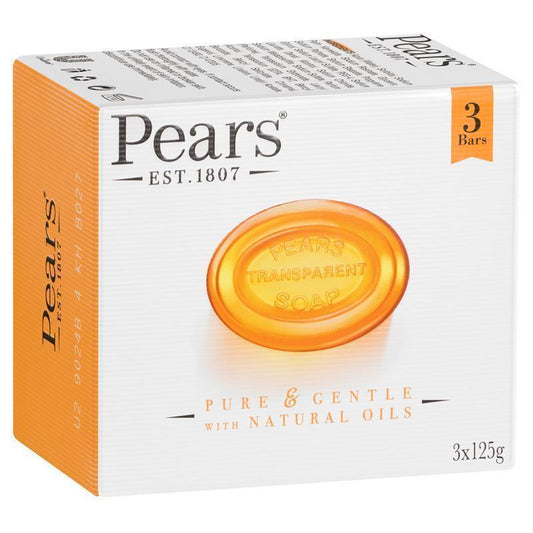 Pears Pure & Gentle Transparent Soap 3x125g – Natural Oils & 100% Glycerine