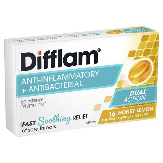 Difflam Sore Throat Lozenges - Sugar Free Honey and Lemon, 16 Count-Auzzi Store