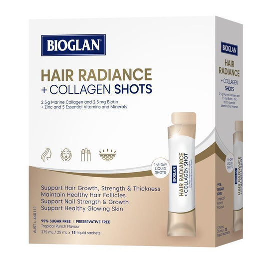 Bioglan Hair Radiance Collagen Shots 25ml x15 with Biotin & Marine Collagen