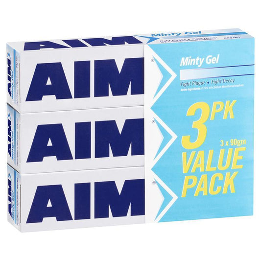 Aim Toothpaste Minty Gel Value 3 Pack - 270g for Healthy Teeth - Auzzistore