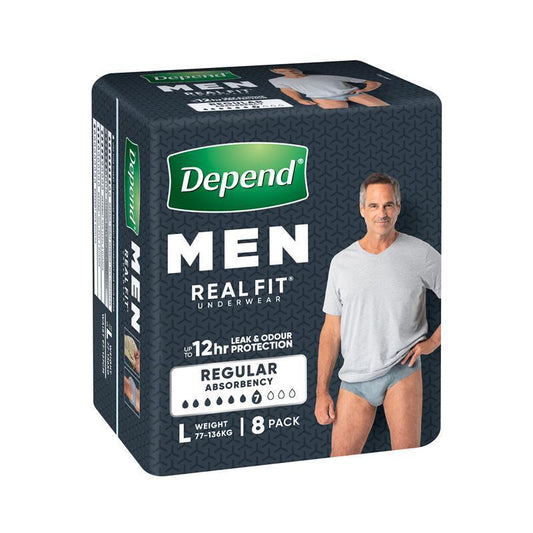 Depend Men Real Fit Underwear Large 8 Pack - Maximum Absorbency for Men - Auzzistore