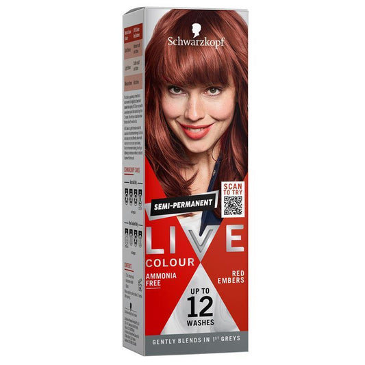 Schwarzkopf LIVE Colour Red Embers - Semi-Permanent Hair Color, 75ml