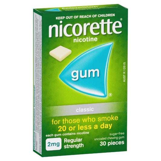 Nicorette Quit Smoking Regular Strength Nicotine Gum Classic 30 Pack - Your Partner in Quitting-Auzzi Store