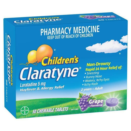 Claratyne Children's Grape - 50 Chewable Tablets for Allergy Relief