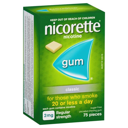 Nicorette Gum 2mg Classic - 75 Sugar-Free Pieces