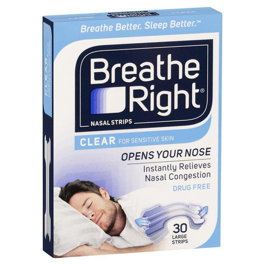 Breathe Right Clear Large Nasal Congestion Strips - 30 Count-Auzzi Store