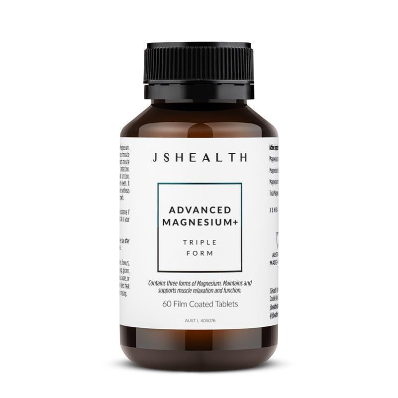 JSHEALTH Magnesium+ - 60 Tablets, 3 Forms, 201mg for Muscle & Bone
