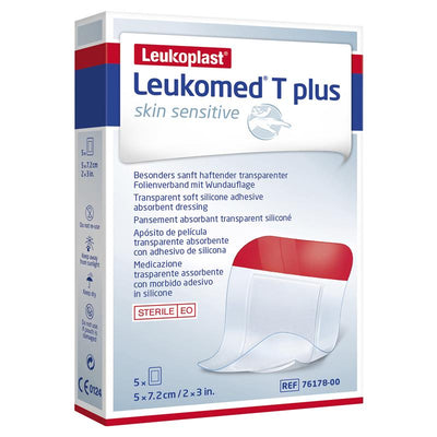 Leukomed T Plus Skin Sensitive Transparent Dressing 5cm x 7.2cm - 5 Pack